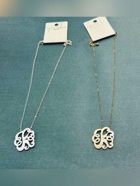 Influence Silver And Gold Faux Initial Swirl Necklace Set Of 2 B12